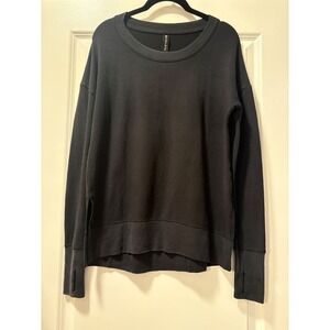 Athleta Coaster Luxe Sweatshirt Womens XS Black/Gray Pullover w/ Thumbholes